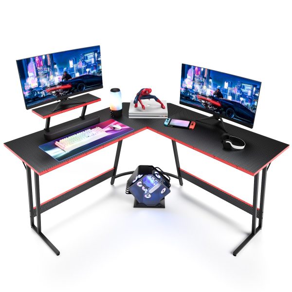 L Shaped Gaming Computer Desk with Large Monitor Stand